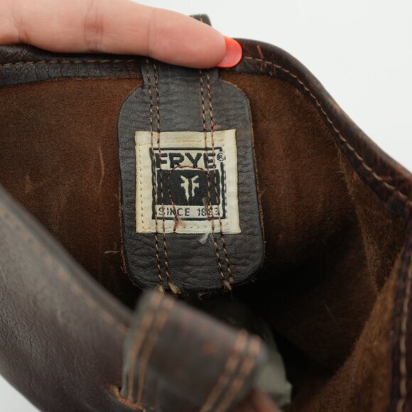 Vintage FRYE Boots Sz. 10 Moto Boots Brown Square Toe Western Engineer Style Boo - Picture 4 of 8